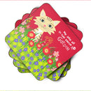 Garden Cat Foam Coasters Set of 4 Cup Coasters for Indoor Outdoor, Tabletop Protection, Anti Slip, Mouse pad Material