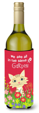 Garden Cat Wine Bottle Hugger Gift Sleeve for Standard 750 ml Bottles, Insulated Reusable Also Fits Mini Shot & Pint Bottles