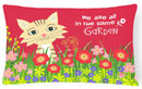 Garden Cat Decorative Throw Pillow 12x16 Indoor Outdoor Accent Cushion, Fabric Cover with Insert for Sofa, Bed, Porch & Living Room