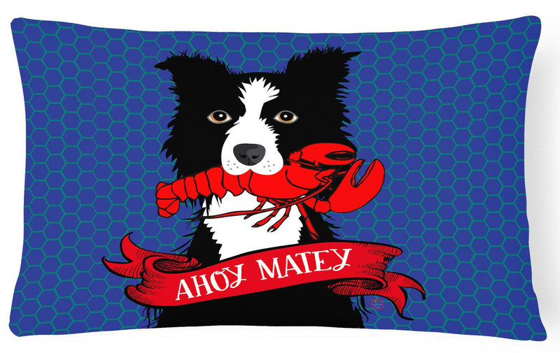 Ahoy Matey Nautical Border Collie Canvas Decorative Pillow VHA3011PW1216