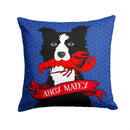 Ahoy Matey Nautical Border Collie Throw Pillow - 14x14 Decorative Pillow – Art for Your Home & Patio VHA3011PW1414