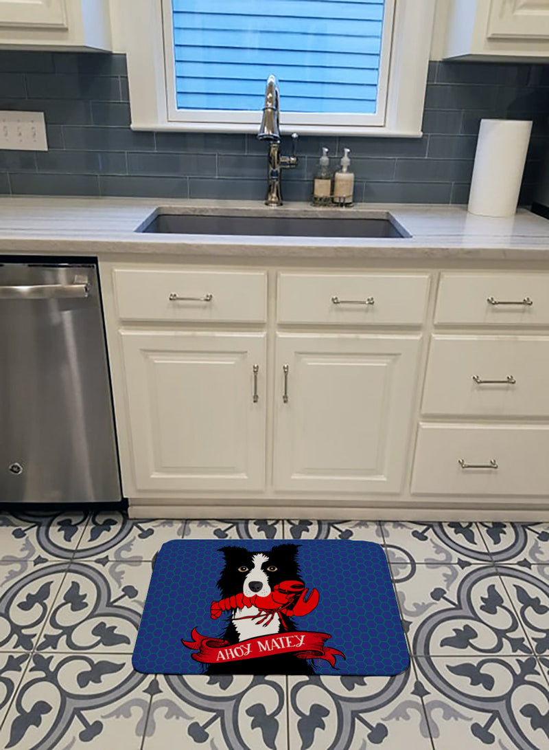 Ahoy Matey Nautical Border Collie Machine Washable Memory Foam Mat VHA3011RUG