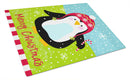 Merry Christmas Happy Penguin Cutting Board Tempered Glass Kitchen Cutting Surface, Heat Resistant Chopping, Non-Slip Feet, Food Prep & Serving