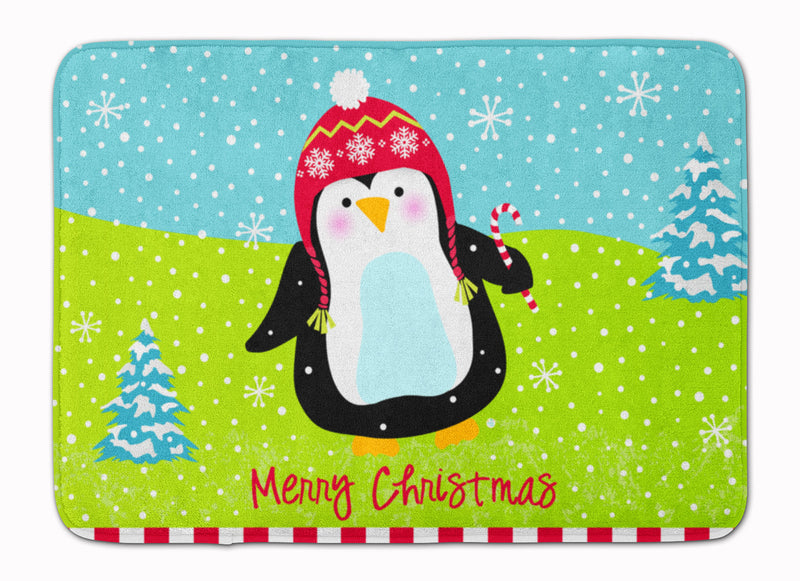 Merry Christmas Happy Penguin Machine Washable Memory Foam Mat VHA3015RUG