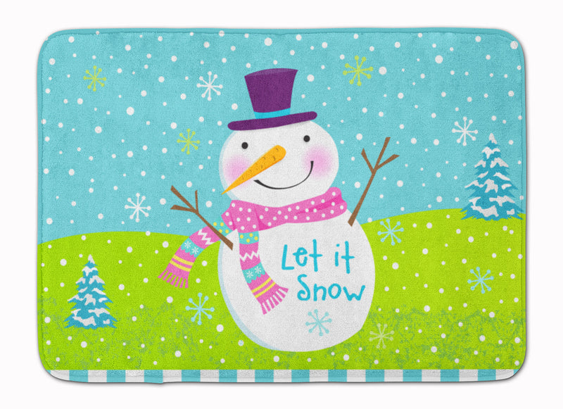 Christmas Snowman Let it Snow Machine Washable Memory Foam Mat VHA3017RUG