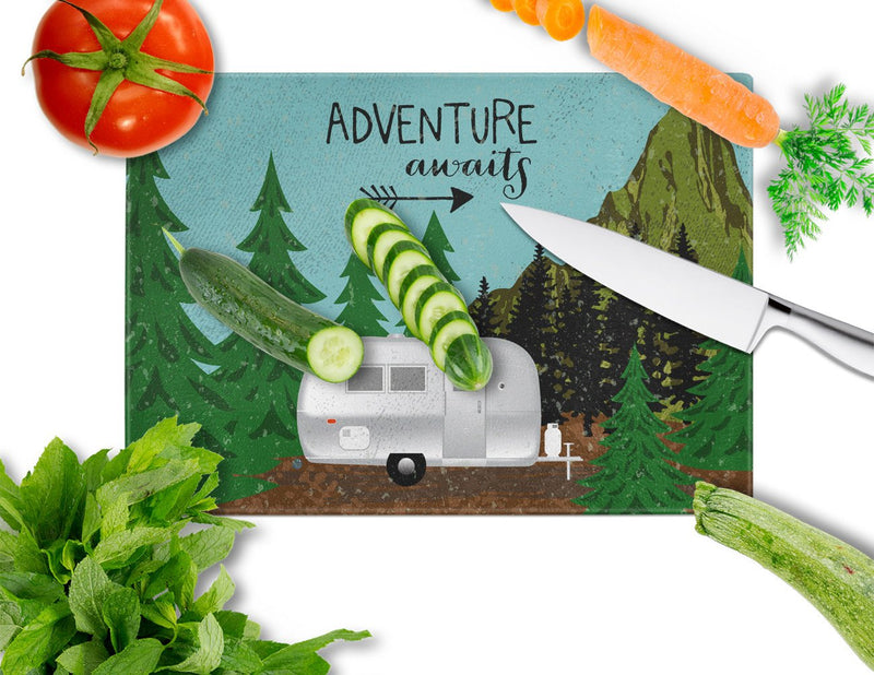 Airstream Camper Adventure Awaits Glass Cutting Board Large VHA3022LCB