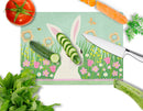 Easter Bunny Rabbit Cutting Board Tempered Glass Kitchen Cutting Surface, Heat Resistant Chopping, Non-Slip Feet, Food Prep & Serving