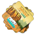 RV Camper Camping Wander Foam Coasters Set of 4 Cup Coasters for Indoor Outdoor, Tabletop Protection, Anti Slip, Mouse pad Material