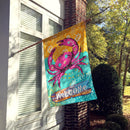 Coastal Pink Crab House Flag 28x40 Porch Sleeve Pole Decorative Outside Yard Banner Artwork Wall Hanging, Polyester