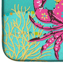 Coastal Pink Crab Dish Drying Mat Absorbent Dish Drying Mat Pad for Kitchen Counter Dish Drainer Mat for Countertop, 14 x 21", Multicolor