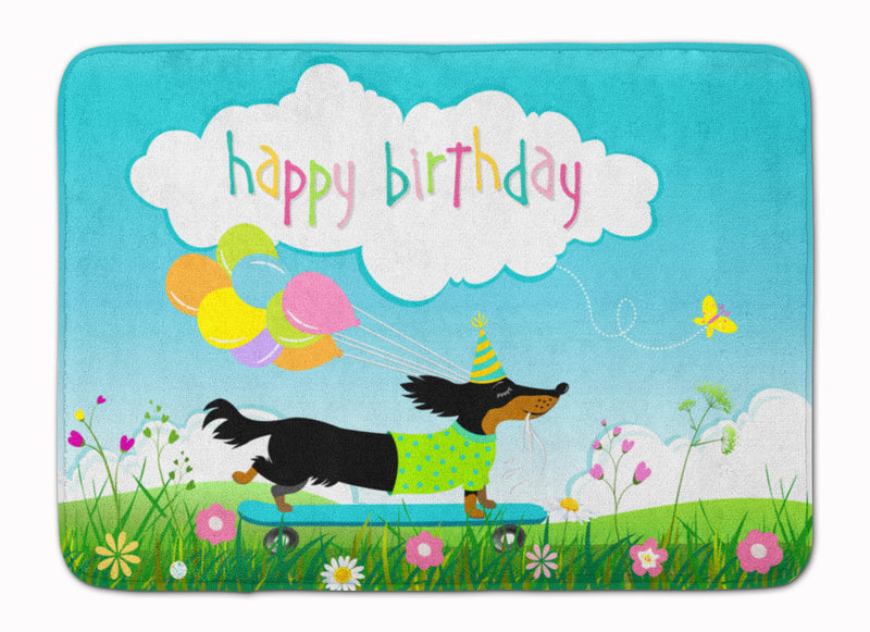 Happy Birthday Dachshund Machine Washable Memory Foam Mat VHA3029RUG