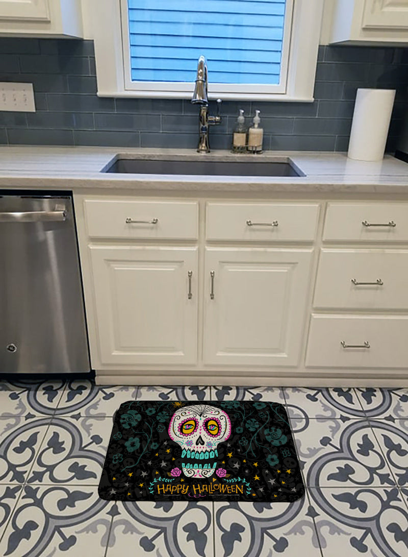 Happy Halloween Day of the Dead Machine Washable Memory Foam Mat VHA3035RUG