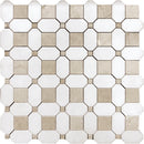 White Beige 12x12 Polished Multi-shaped Thassos Crema Marfil Mosaic Tile (5 pack, 5.17 sq ft/case) - Sample