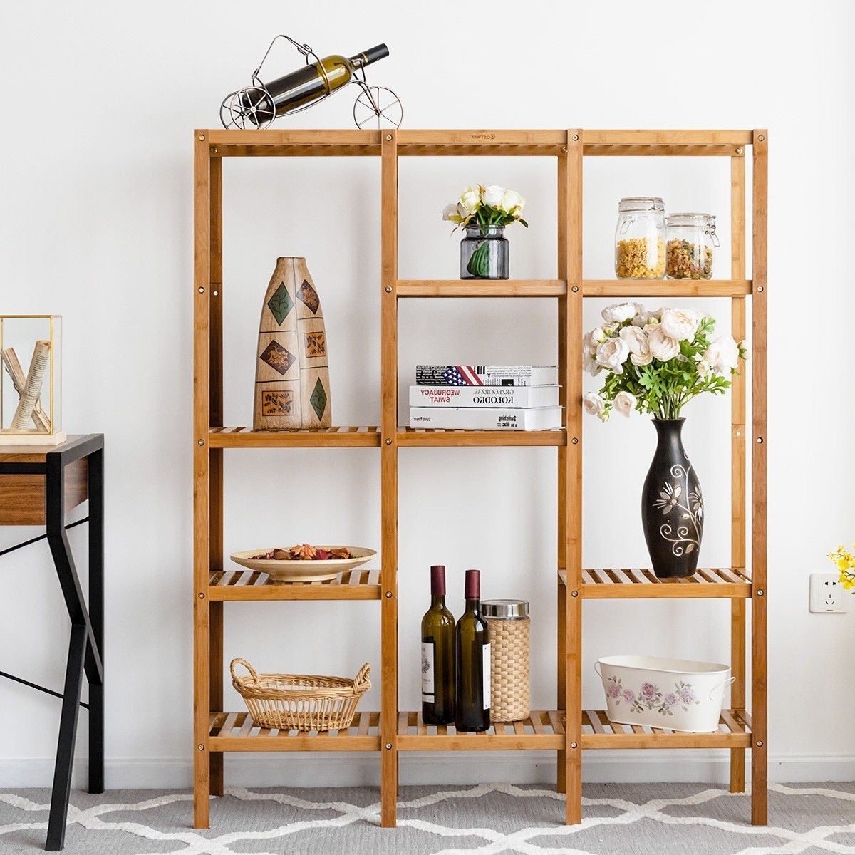 Eco-Friendly Bamboo 4-Shelf Bookcase Storage Rack, photo 4 of 5