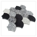 Black Gray 12x12 Honed Fan Fish Scale Terrazzo Limestone Marble Mosaic Tile (5 pack, 5 sq ft/case)