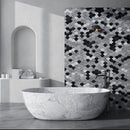 Black Gray 12x12 Honed Fan Fish Scale Terrazzo Limestone Marble Mosaic Tile (5 pack, 5 sq ft/case)