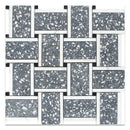 Charcoal Gray White 12x12 Honed Basketweave Terrazzo Dolomite Limestone Marble Mosaic Tile (5 pack, 5.08 sq ft/case)