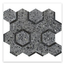 Charcoal Gray Black 11x12 Honed Hexagon Terrazzo Limestone Marble Mosaic Tile (5 pack, 4.38 sq ft/case)