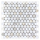 White Gray 11x12 Polished Penny Round Calacatta Gold Marble Mosaic Tile (5 pack, 4.47 sq ft/case)