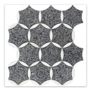 Charcoal Gray Black 12x13 Honed Star Round Terrazzo Dolomite Marble Mosaic Tile (5 pack, 5.46 sq ft/case)