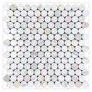 White Gray 11x12 Penny Round Polished Calacatta Gold Marble Mosaic Tile (5 pack, 4.47 sq ft/case)