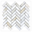 White Gray 12x13 Honed Herringbone Marble Mosaic Tile (5 pack, 5.29 sq ft/case) - Sample
