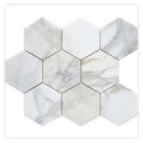 White Gray 10x11 Honed Hexagon Calacatta Gold Marble Mosaic Tile (5 pack, 3.75 sq ft/case)