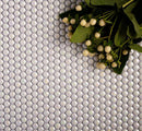 Parchment White 12x12 Glossy Iridescent Penny Round Recycled Glass Mosaic Tile (10 pack, 11.11 sq ft/case) - Sample