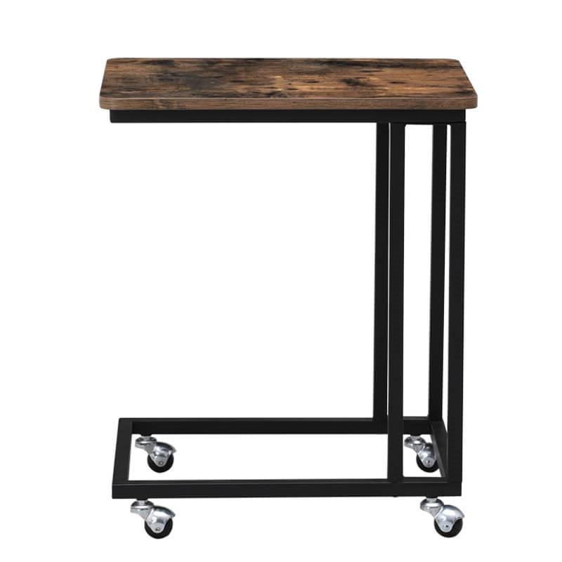Modern Industrial Side Table Nightstand TV Tray on Wheels, photo 2 of 5