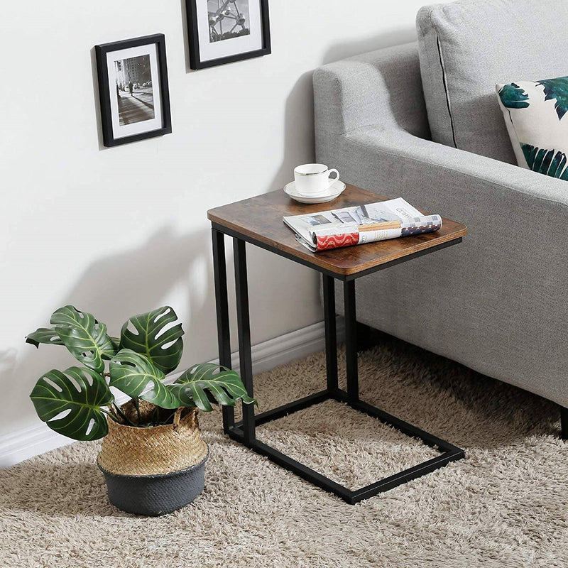 Modern Industrial Side Table Nightstand TV Tray on Wheels, photo 4 of 5