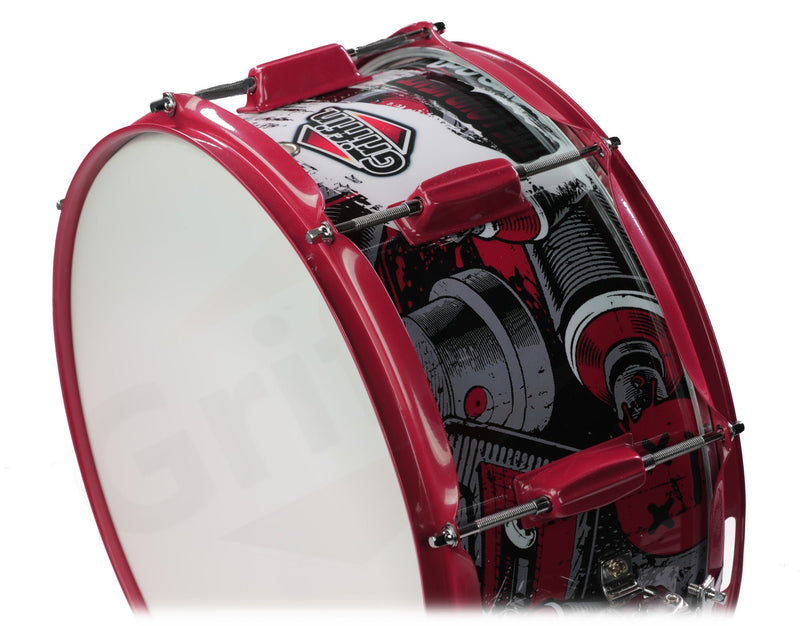 Snare Drum by GRIFFIN | Birch Wood Shell 14"x6.5" with Custom Graphic Wrap (Limited Edition) | Percussion Acoustic Musical Instrument Kit & Drummers Key | 8 Metal Lugs, Head Set & Strainer Throw Off