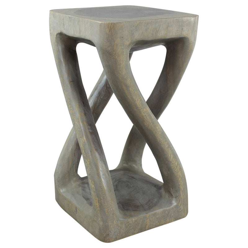 Haussmann® Wood Vine Twist Stool Accent Table 12 in x 22 in H Grey Oil