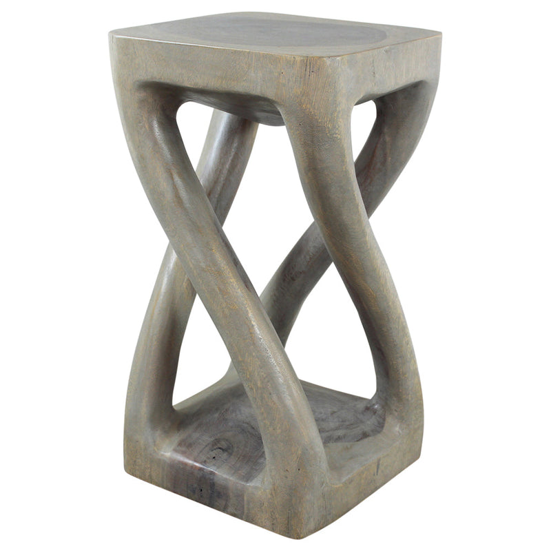 Haussmann® Wood Vine Twist Stool Accent Table 12 in x 22 in H Grey Oil