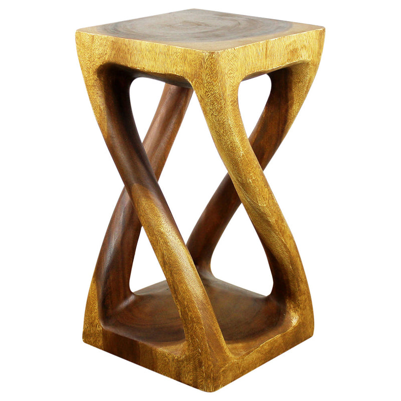 Haussmann® Wood Vine Twist Stool Accent Table 12 in x 22 in H Oak Oil