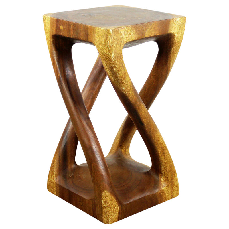 Haussmann® Wood Vine Twist Stool Accent Table 12 in x 22 in H Oak Oil