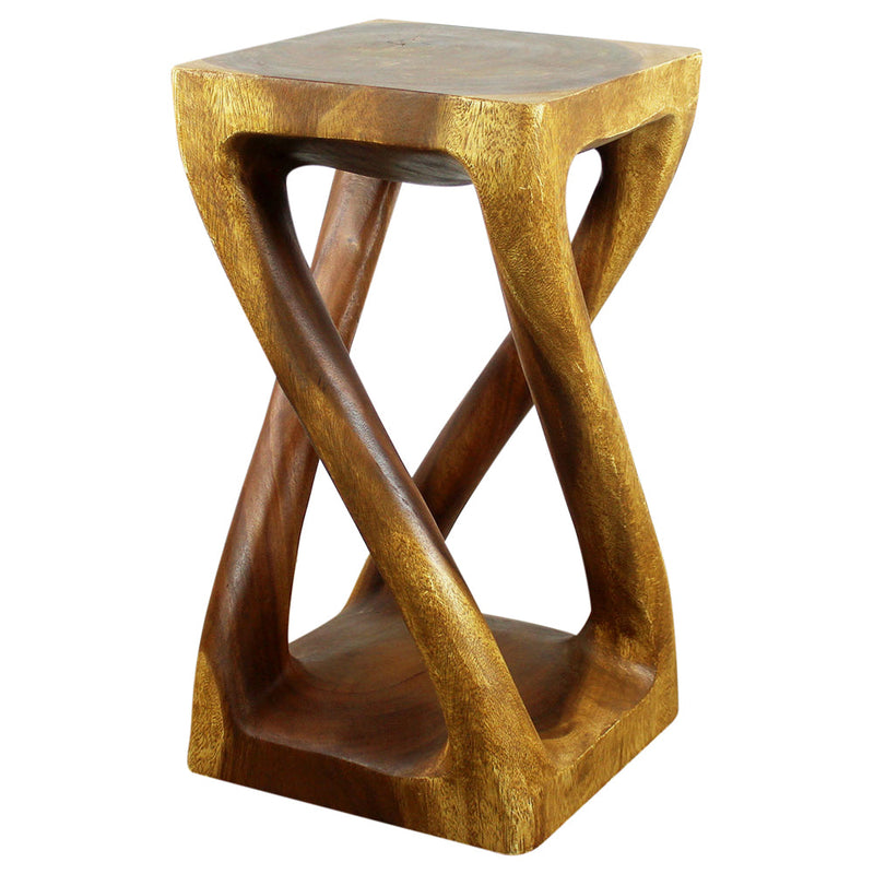 Haussmann® Wood Vine Twist Stool Accent Table 12 in x 22 in H Oak Oil