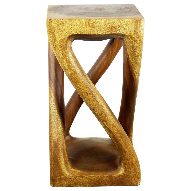 Haussmann® Wood Vine Twist Stool Accent Table 12 in x 22 in H Oak Oil