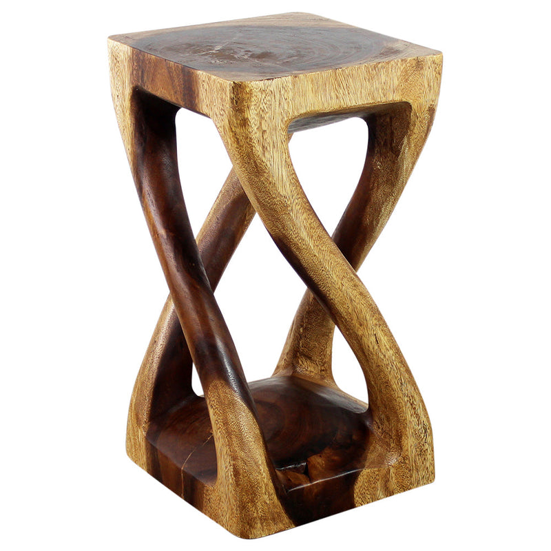 Haussmann® Wood Vine Twist Stool Accent Table 12 in x 22 in H Walnut Oil