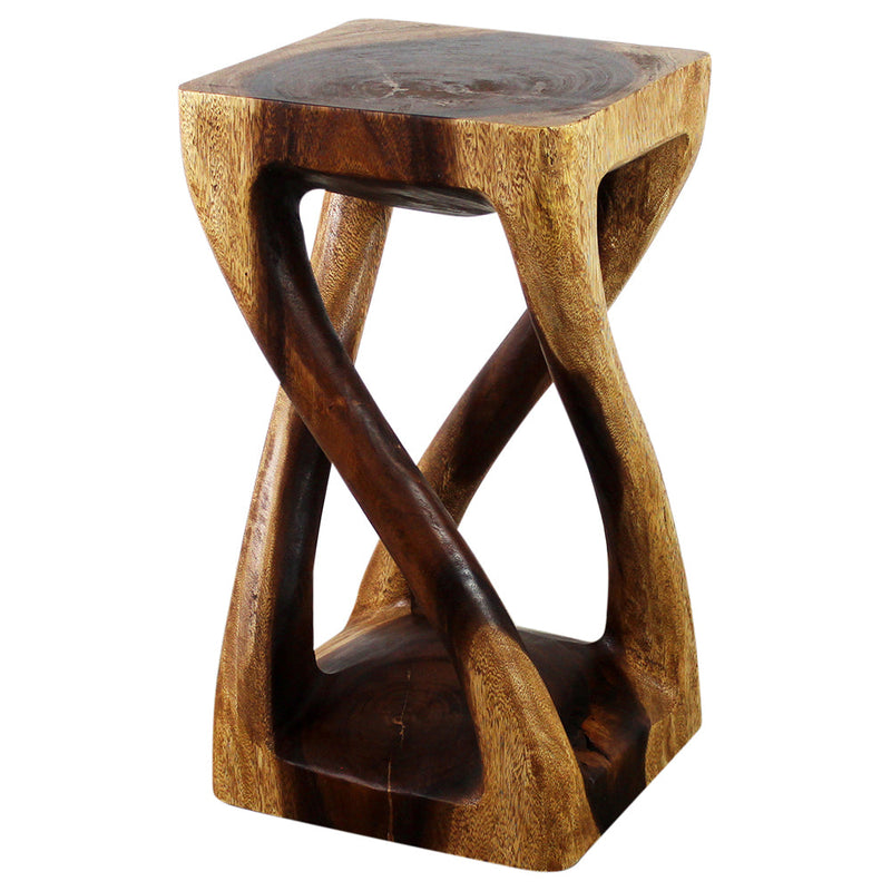 Haussmann® Wood Vine Twist Stool Accent Table 12 in x 22 in H Walnut Oil