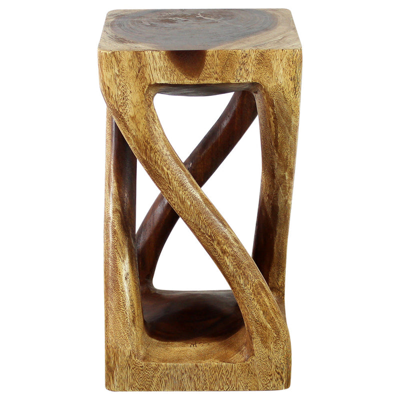 Haussmann® Wood Vine Twist Stool Accent Table 12 in x 22 in H Walnut Oil