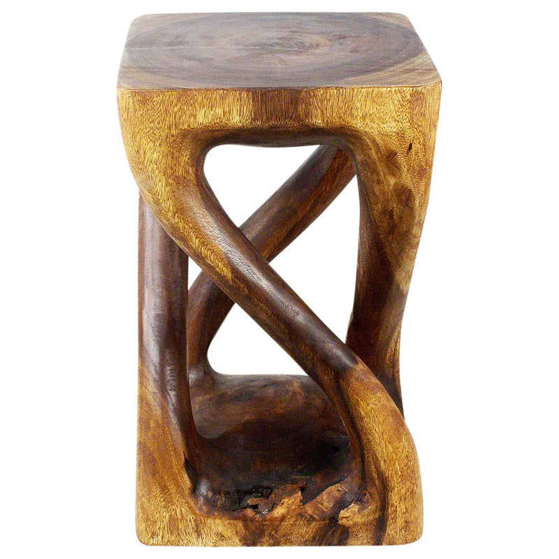 Haussmann® Wood Vine Twist Stool Accent Table 14 in x 23 in H Walnut Oil