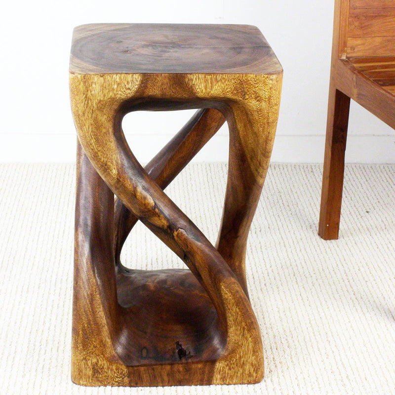 Haussmann® Wood Vine Twist Stool Accent Table 14 in x 23 in H Walnut Oil