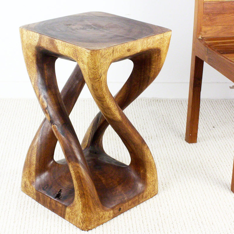 Haussmann® Wood Vine Twist Stool Accent Table 14 in x 23 in H Walnut Oil