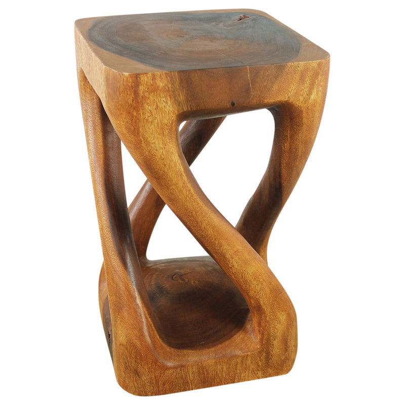 Haussmann® Wood Vine Twist Stool Accent Table 14 in x 23 in H Cherry Oil