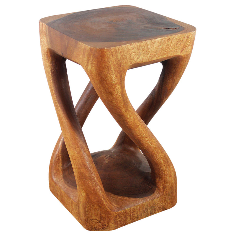 Haussmann® Wood Vine Twist Stool Accent Table 14 in x 23 in H Cherry Oil