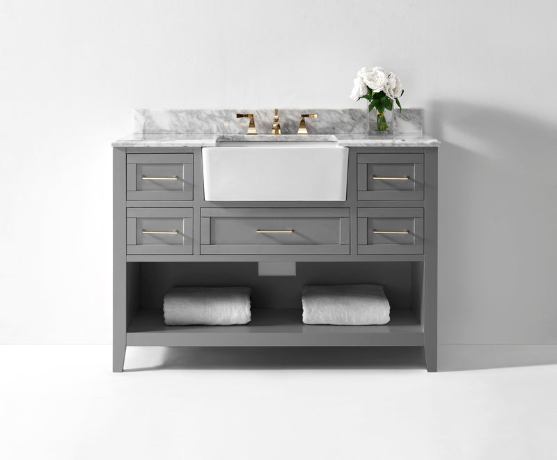 Hayley Bathroom Vanity with Sink and Carrara White Marble Top Cabinet Set