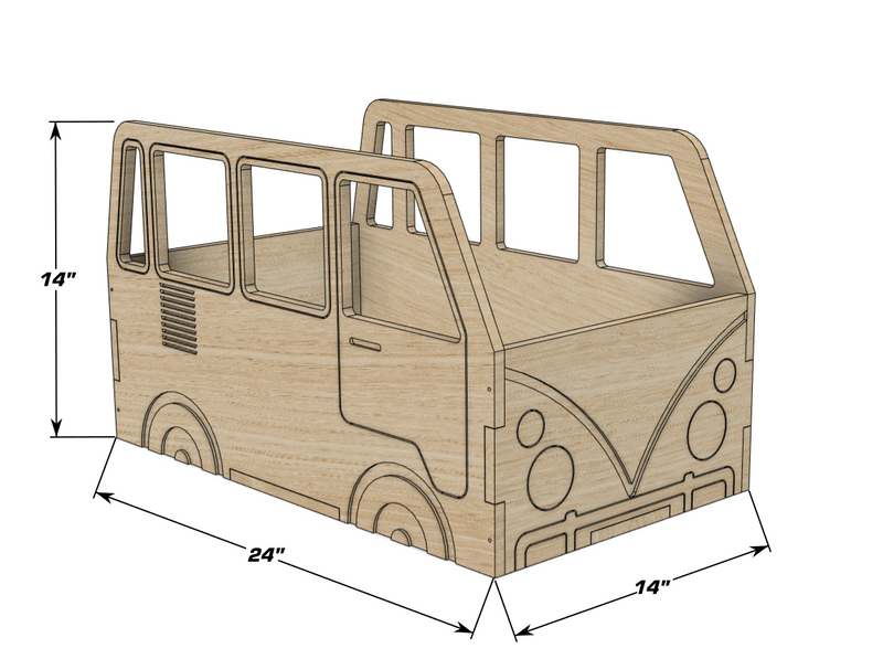 ARLO- VW Inspired Toy Storage, dimensions drawing