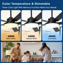 Vaczon 52 Inch 5 Blades DC Motor Modern Downrod Ceiling Fan with LED Light and Remote Control