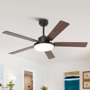 Vaczon 52 Inch 5 Blades DC Motor Modern Downrod Ceiling Fan with LED Light and Remote Control
