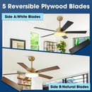 Vaczon 52 Inch Double-sided Blades Modern Ceiling Fan with Remote Control and LED Light